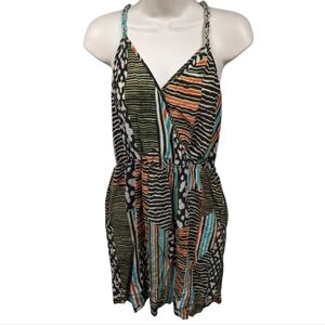 Charlie Jade Multi Print Silk Sheath Dress Sz M